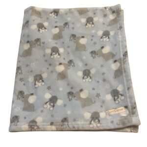 Blankets & Beyond Elephant Blue Gray Fleece Baby Blanket Jungle Throw Small Boy
